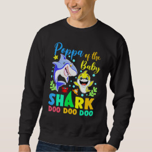 Poppa Of The Birthday Boy Shark Blue Yellow Doo Do Sweatshirt