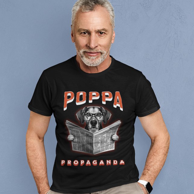 Poppa Propaganda News Media Dog Reading Newspaper T-Shirt (Creator Uploaded)