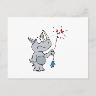 popped balloon sad rhino postcard
