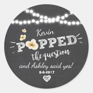 Popped the Question Engagement favour tag Sticker