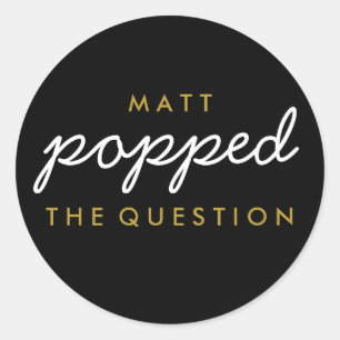 Popped the Question Popcorn Welcome Bag Sticker