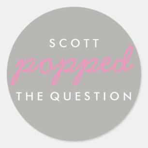 Popped the Question Popcorn Welcome Bag Sticker