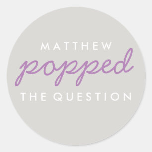 Popped the Question Popcorn Welcome Bag Sticker