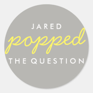 Popped the Question Popcorn Welcome Bag Sticker