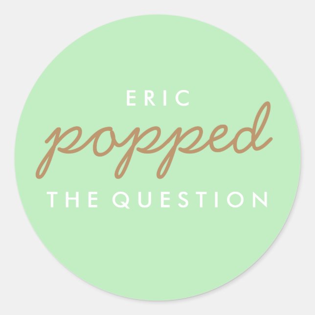 Popped the Question Popcorn Welcome Bag Sticker (Front)