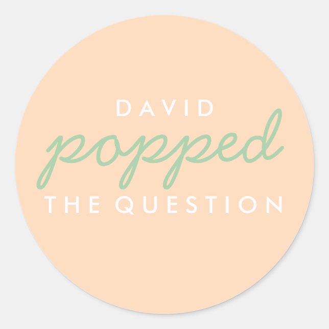 Popped the Question Popcorn Welcome Bag Sticker (Front)