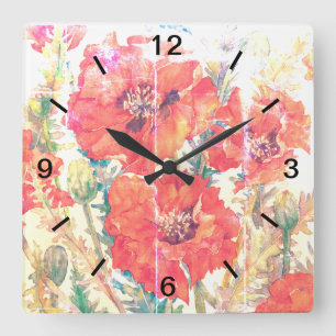 poppie flowers clock