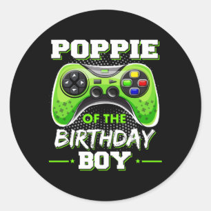 Poppie Of The Birthday Boy Decorations Video Gamer Classic Round Sticker