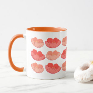 Poppies 11 oz. Orange White Ceramic Mug