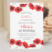 Poppies 1st First Birthday Girl Red Floral
