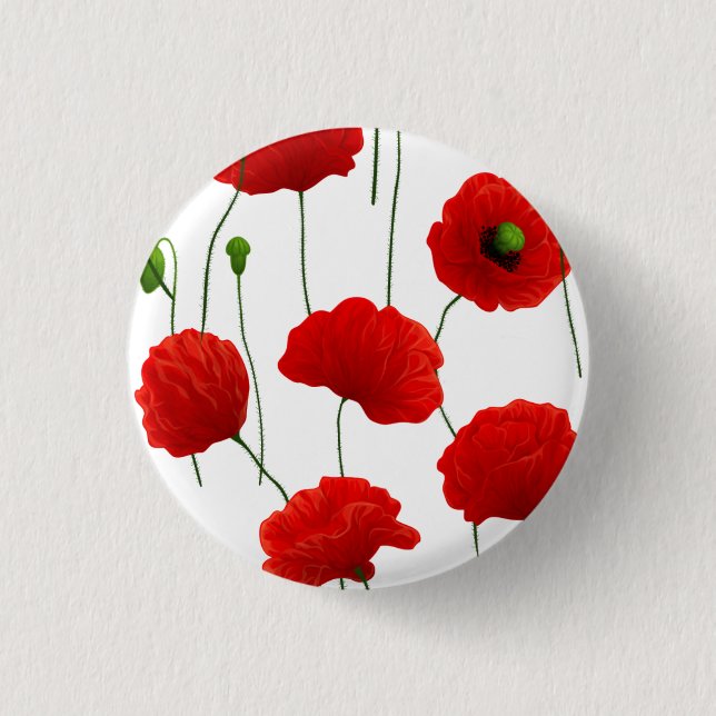 Poppies 3 Cm Round Badge (Front)