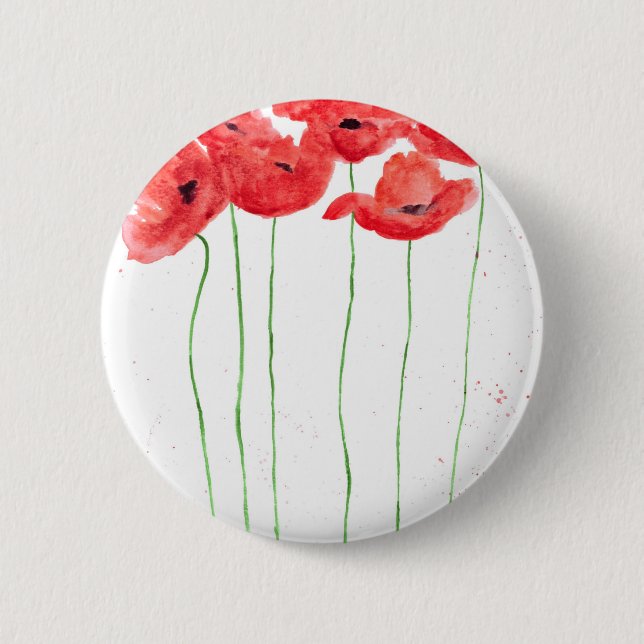 Poppies 6 Cm Round Badge (Front)