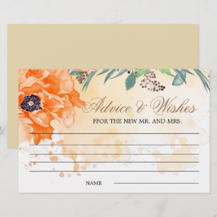 Poppies advice and wishes bridal shower  stationer stationery