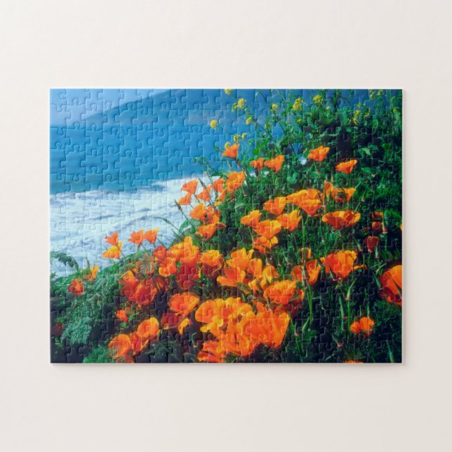Poppies along the Pacific Coast near Big Sur Jigsaw Puzzle (Horizontal)