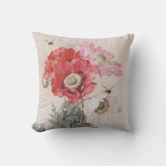Poppies and Bees Cushion (Front)