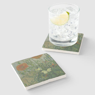 Poppies and Butterflies by Vincent Van Gogh  Stone Coaster