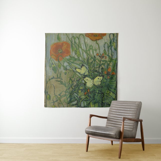 Poppies and Butterflies by Vincent Van Gogh  Tapestry (In Situ)