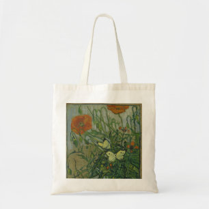 Poppies and Butterflies by Vincent Van Gogh Tote Bag