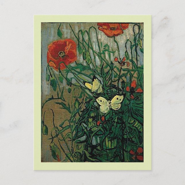 Poppies and Butterflies (F748) Van Gogh Fine Art Postcard (Front)