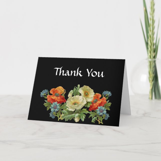 Poppies and Cornflowers Custom Thank You Cards (Front)