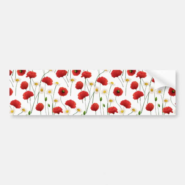 Poppies and daisies bumper sticker (Front)