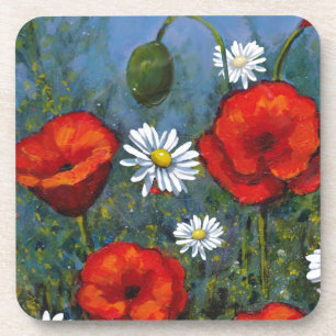 Poppies and Daisies: Floral Art, Flowers Coaster