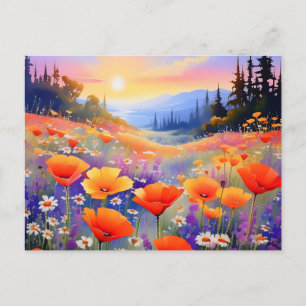 Poppies and Daisies in Bloom Postcard