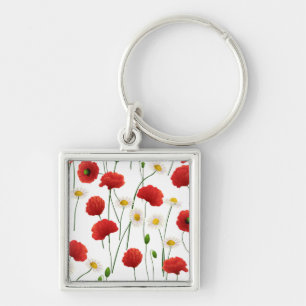 Poppies and daisies key ring
