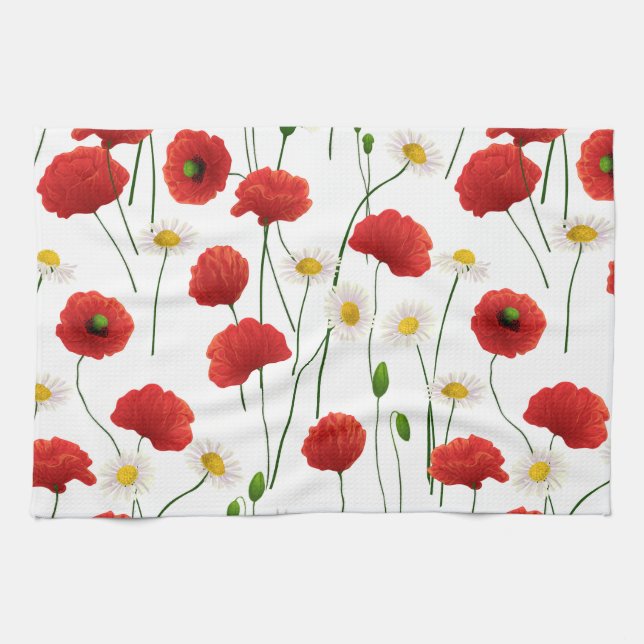 Poppies and daisies tea towel (Horizontal)