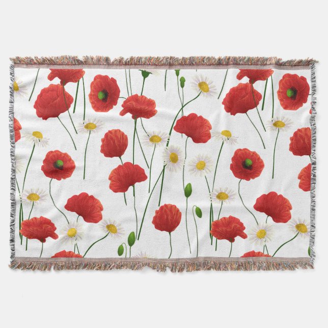 Poppies and daisies throw blanket (Front)