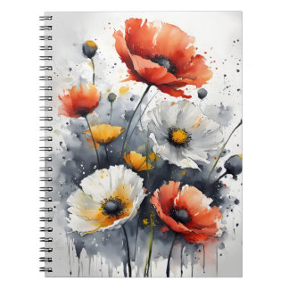 Poppies and daisies - Watercolor flowers Notebook