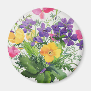 Poppies and Geraniums Magnet
