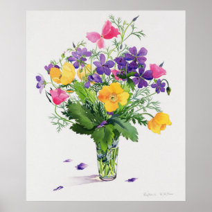 Poppies and Geraniums Poster