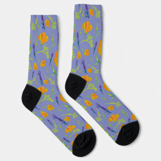 Poppies and Lavender Crew Socks
