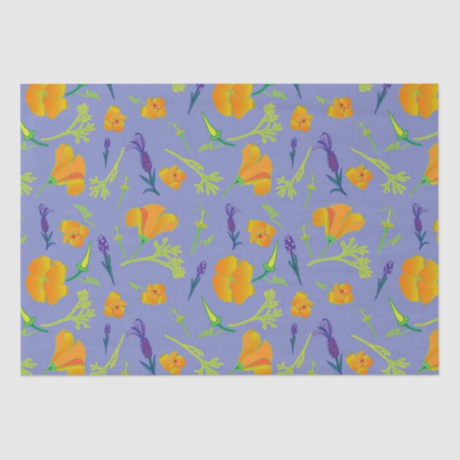 Poppies and Lavender Tissue Paper (Front)