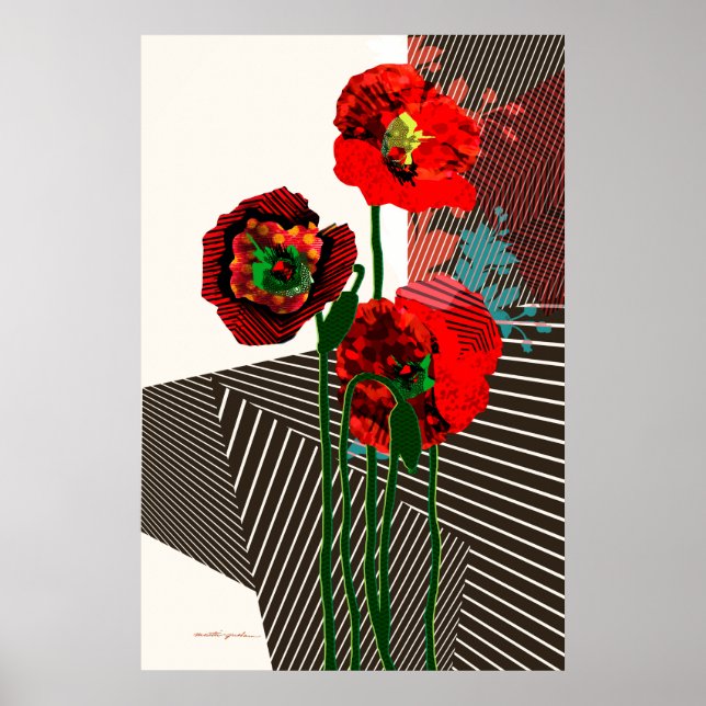 Poppies and patterns poster (Front)