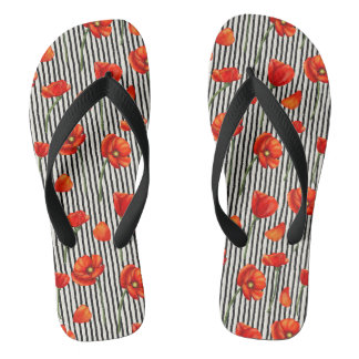 Poppies and stripes pattern jandals