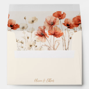 Poppies and Wildflowers Wedding Envelope