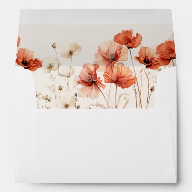 Poppies and Wildflowers Wedding  Envelope (Back (Bottom))