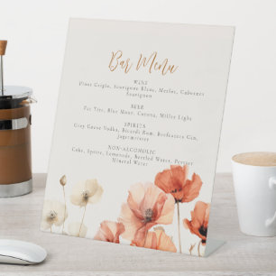 Poppies and Wildflowers Wedding  Pedestal Sign