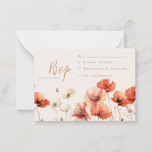 Poppies and Wildflowers Wedding RSVP Card
