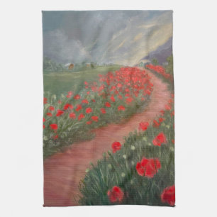 Poppies Before The Storm Tea Towel