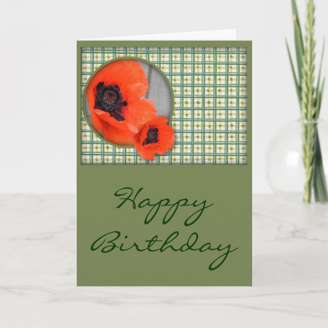 Poppies Birthday Card (Large Print) (Front)