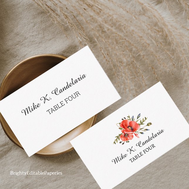 Poppies Bouquet Place Card Template (Creator Uploaded)