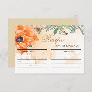 Poppies bridal shower recipe card