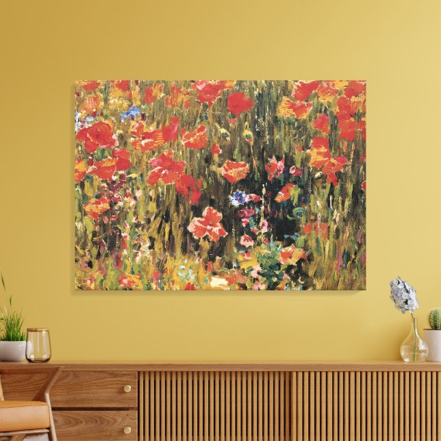 Poppies by Robert Vonnoh, Vintage Impressionism Canvas Print (Insitu(LivingRoom))