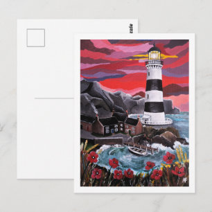 Poppies by the Lighthouse Painting by Alfred Fox Postcard