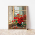 Poppies by the Window | Olga Wisinger-Florian Poster<br><div class="desc">A Bouquet of Poppies by the Window | Original artwork by Austrian impressionist painter Olga Wisinger-Florian (1844-1926). The artist is known for her many landscapes and floral still life paintings. This piece depicts a vase of beautiful bright red poppies placed near a sunny window. Use the design tools to add...</div>