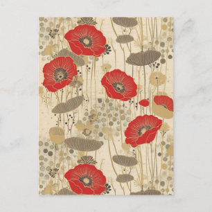 Poppies Chiyogami Postcard