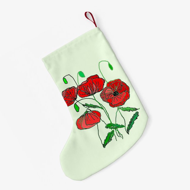 Poppies Christmas Stocking Flowers (Back (Hanging))